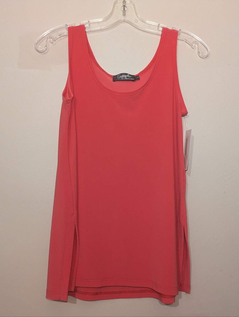 Sympli Go To Tank Relax In Papaya Coral Sleeveless Top Size 4 New With Tags